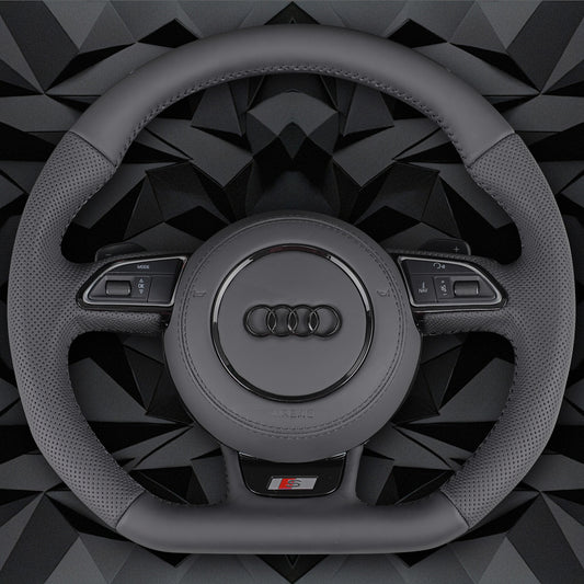 Half perforated multifunctional flat bottomed sports steering wheel, suitable for Audi A3 8V A4 B8
