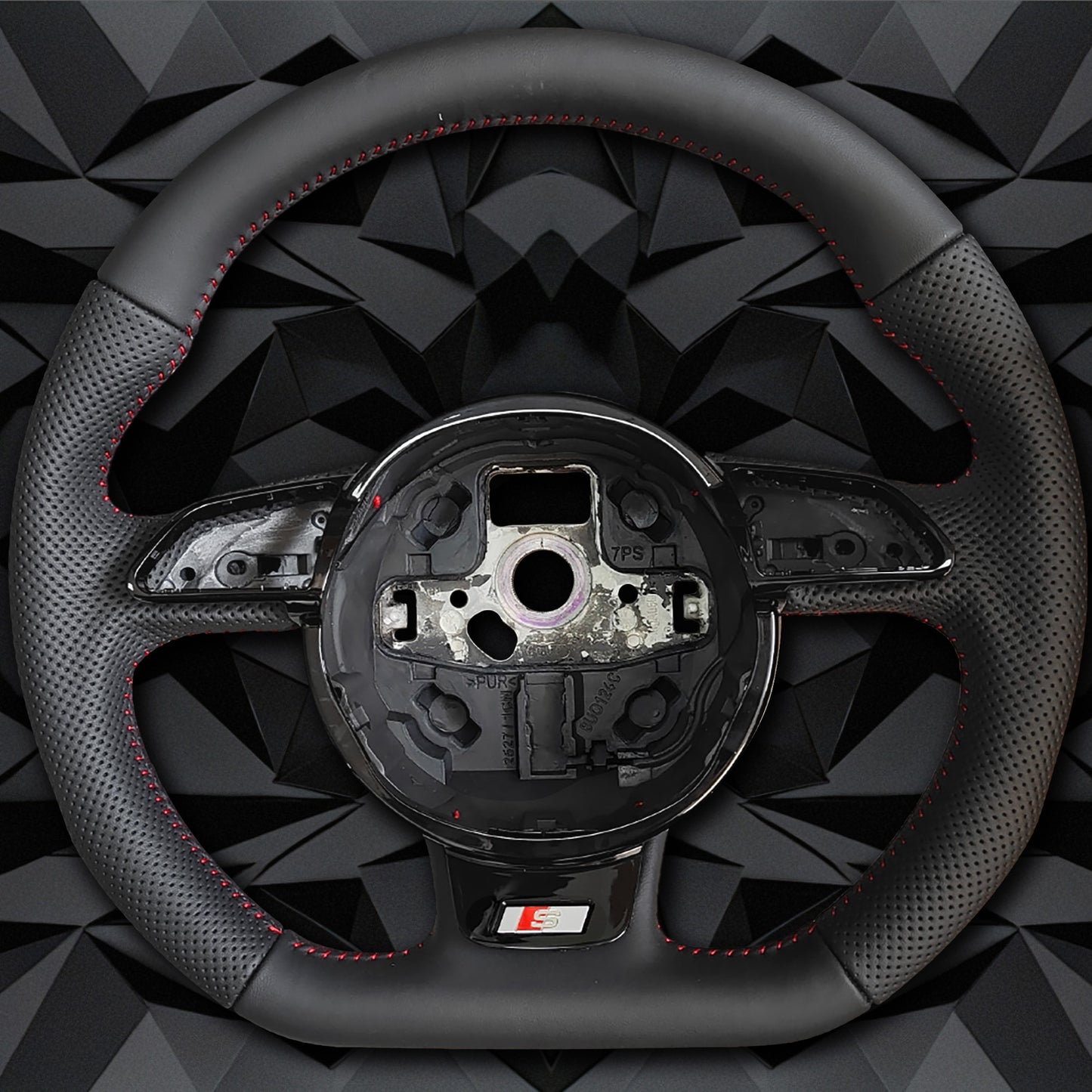 Half perforated leather red line steering wheel, for Audi A4 B8 A3 8V