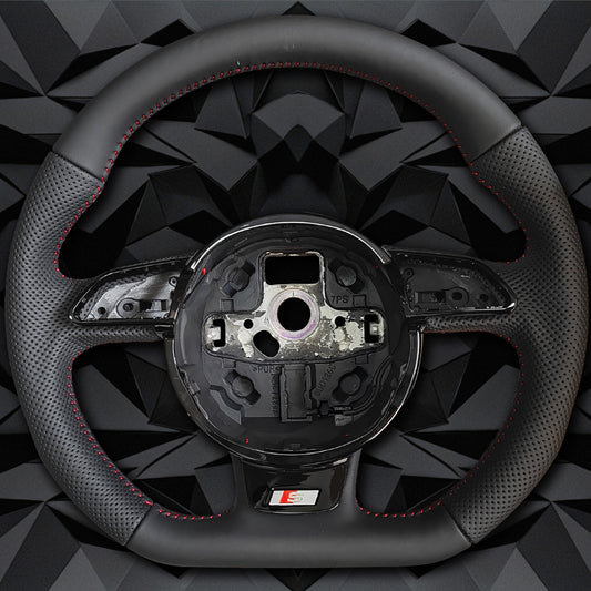 Half perforated leather red line steering wheel, for Audi A4 B8 A3 8V