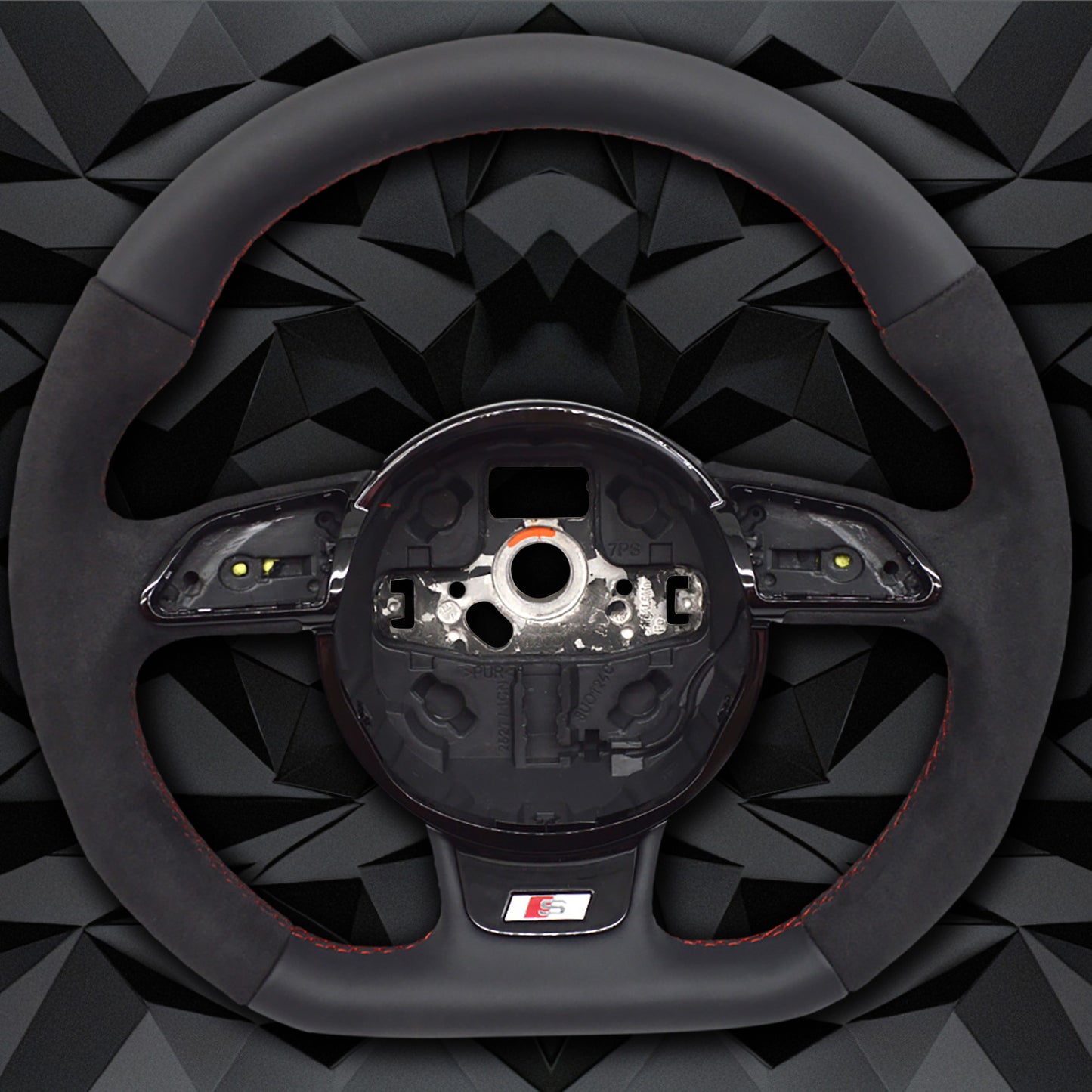 Half suede leather red line steering wheel,for Audi A4 B8 A3 8V