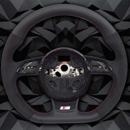 Half suede leather red line steering wheel,for Audi A4 B8 A3 8V