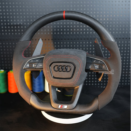 For Audi Q5 FY Q7 matte carbon fiber semi suede steering wheel assembly