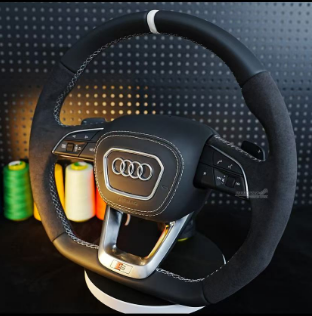Flip over leather white return to center steering wheel assembly,for Audi Q5 FY Q7