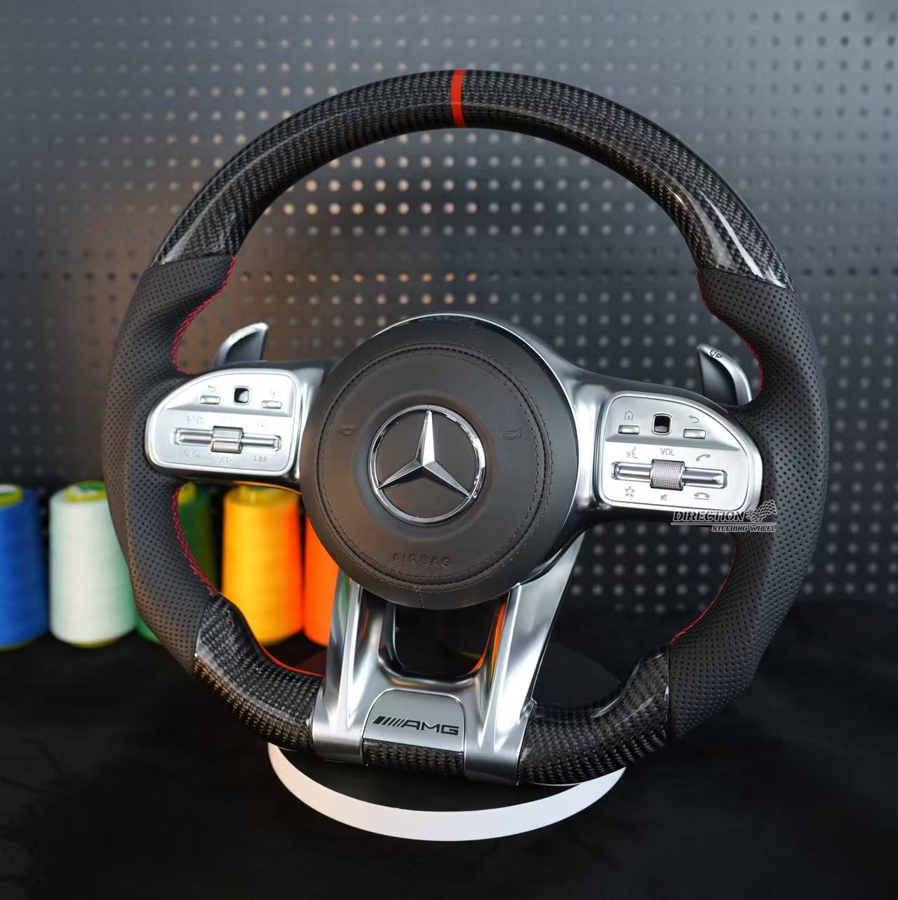 Leather perforated AMG sport steering wheel, for Mercedes Benz A200 C260 C200