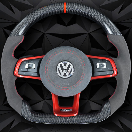 VW Golf 7 7.5 GTI GTD GTE R 2013-2020 Polo GTI Tiguan Passat DSG carbon fiber suede steering wheel