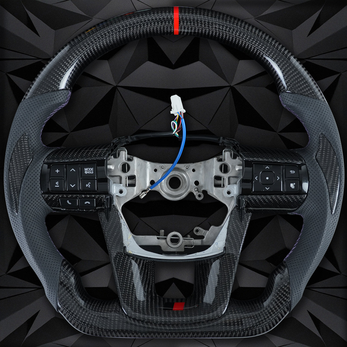 Customized for Toyota Fortuner Hilux Vigo Revo Land Cruiser LC300 LC200 Series Carbon Fiber GR logo Steering Wheel Assembly