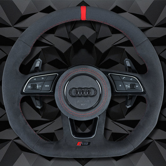 Suede multifunctional sports steering wheel assembly with red return mark,for Audi A3 A4 B9 A5