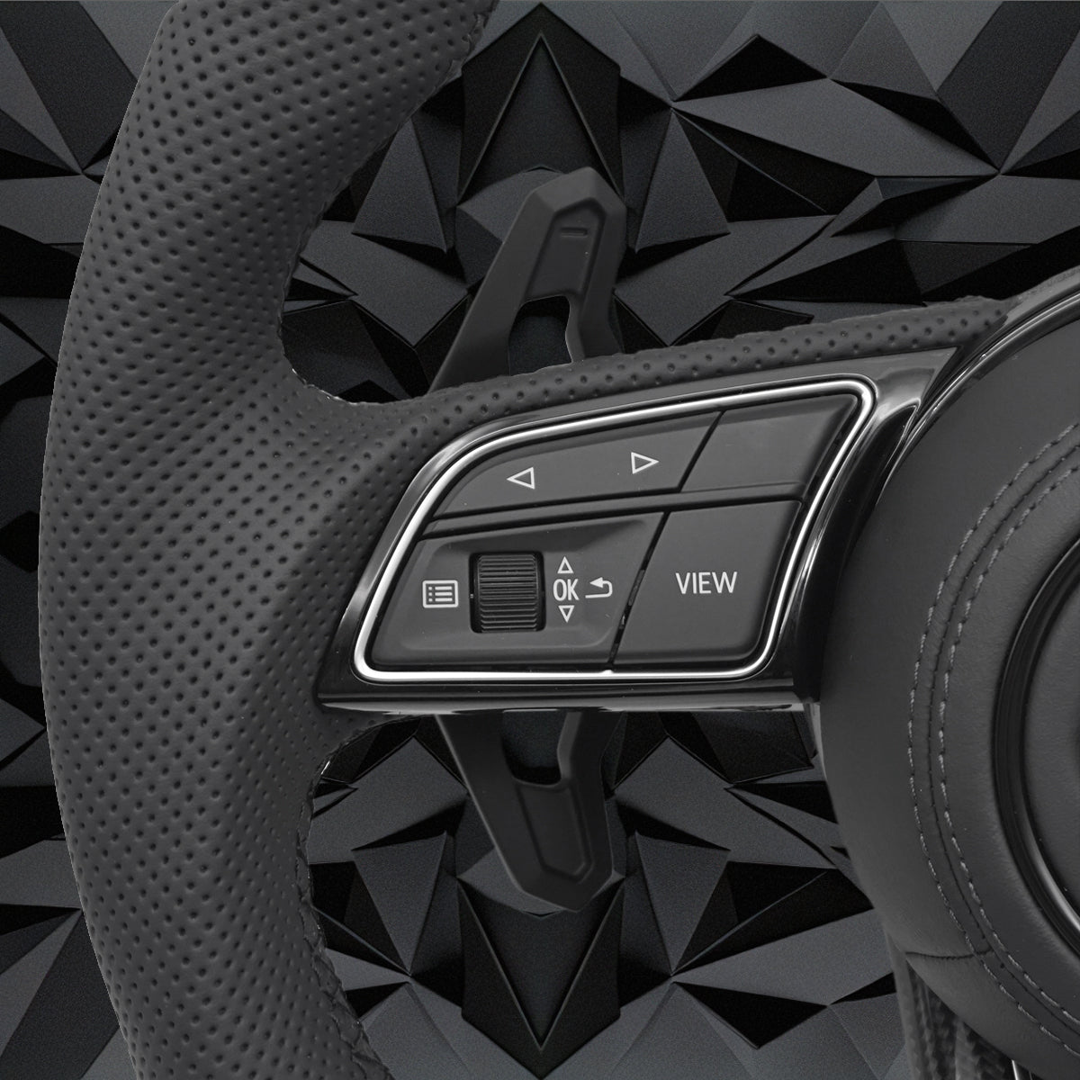Carbon fiber semi perforated leather multifunctional sports steering wheel assembly with black return mark, suitable for Audi A3 A4 B9 A5
