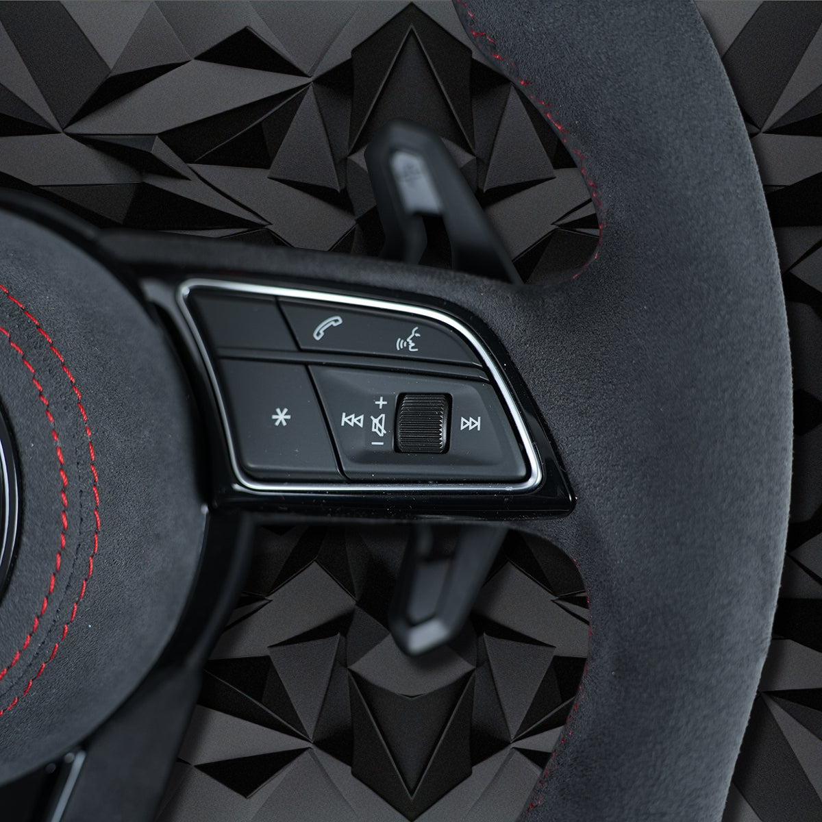 Suede multifunctional sports steering wheel assembly with red return mark,for Audi A3 A4 B9 A5
