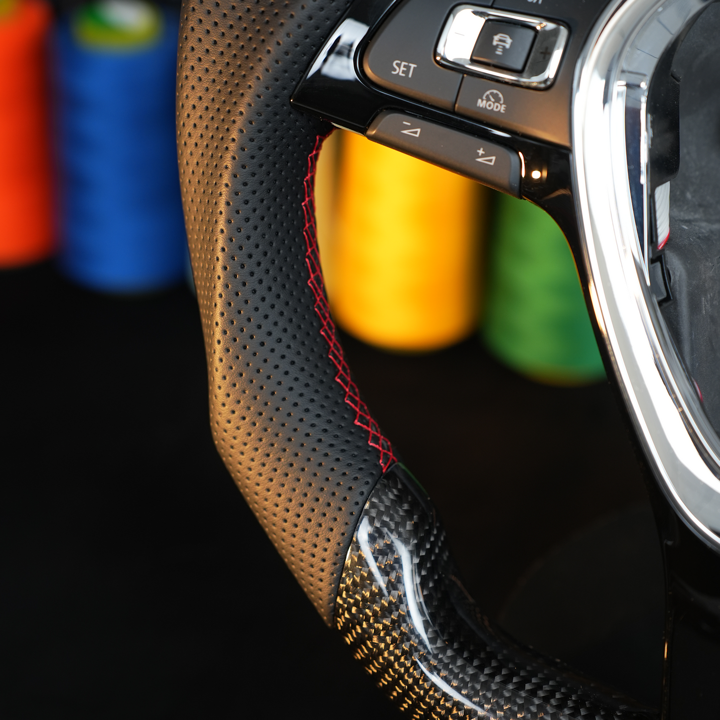 For VW CC G-olf 6 7R Mai Sagitar Passat Tiguan Beetle GTI Modified Carbon Fiber Steering Wheel MK6 MK7 LED RPM