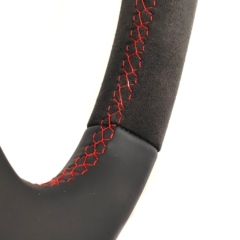 Flip fur red line multifunctional flat bottomed sports steering wheel, suitable for Ao A3 A4 A5 B9