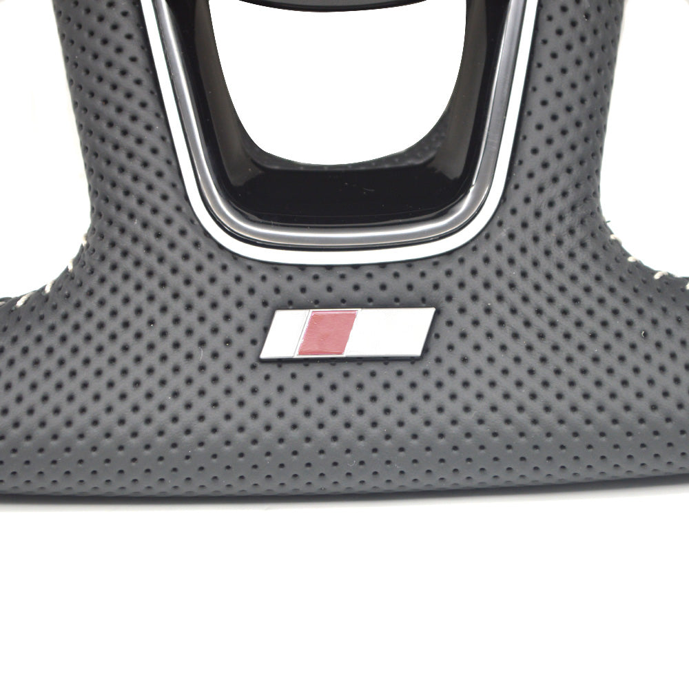 Fully perforated leather multifunctional flat bottomed steering wheel, for Audi A3 A4 A5 B9