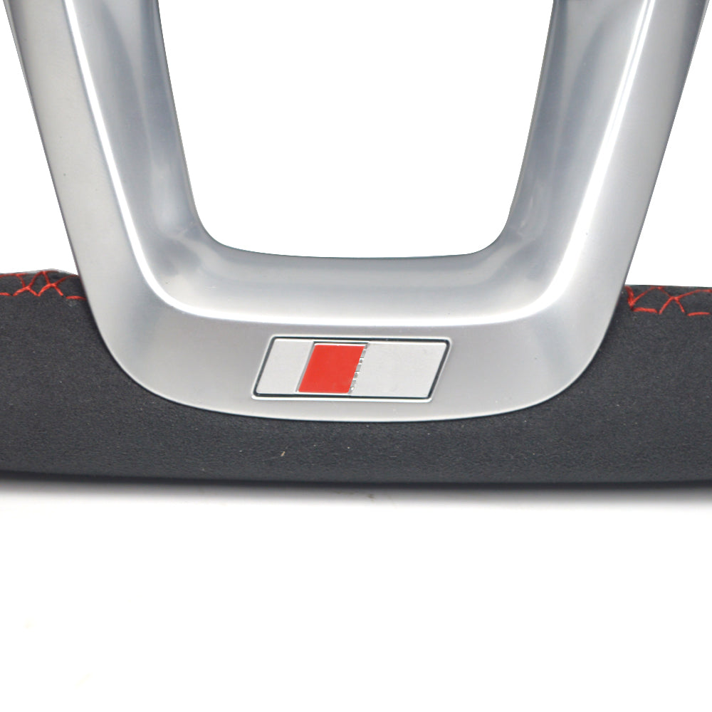 Full suede red line multifunctional flat bottomed sports steering wheel, suitable for Audi Q3