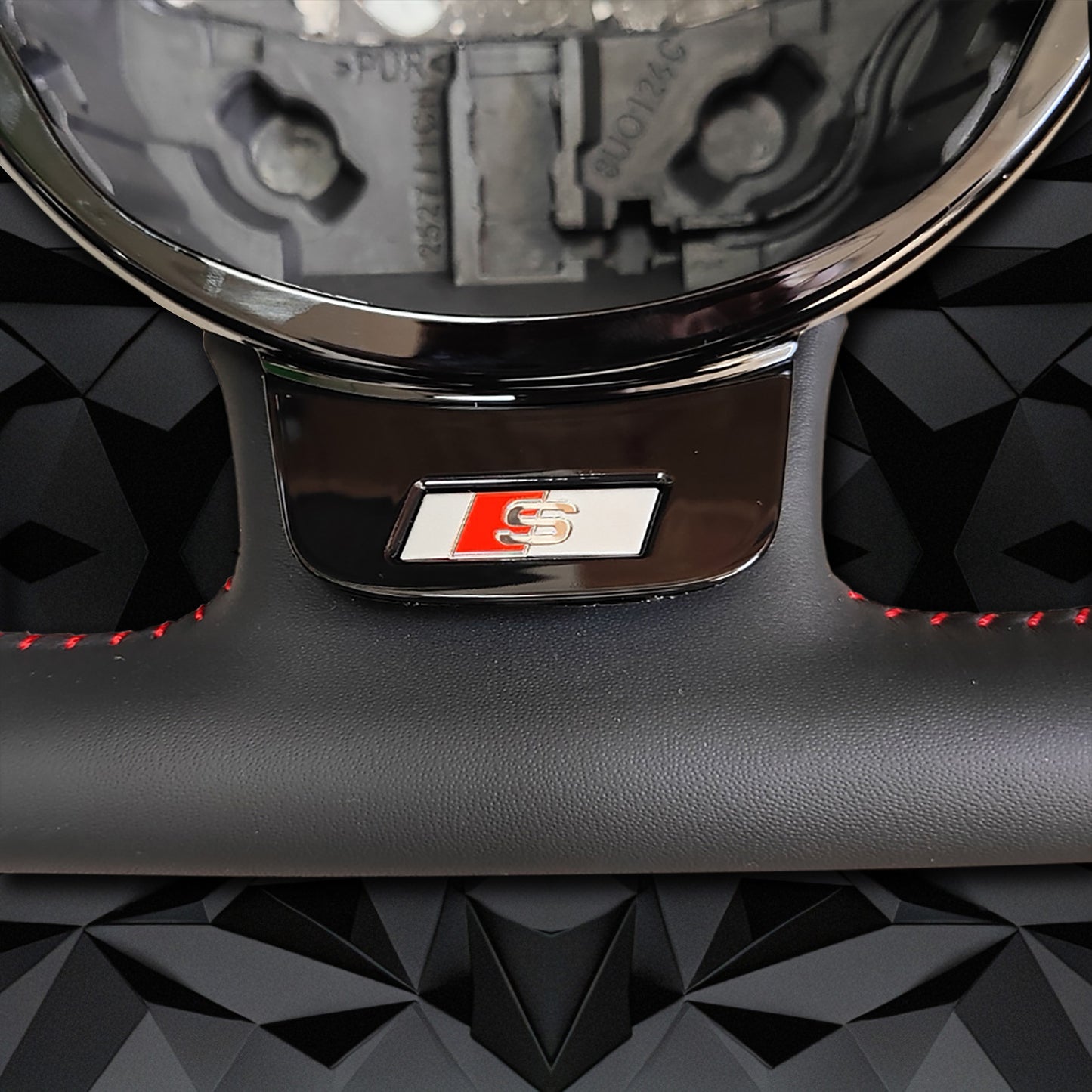 Half perforated leather red line steering wheel, for Audi A4 B8 A3 8V