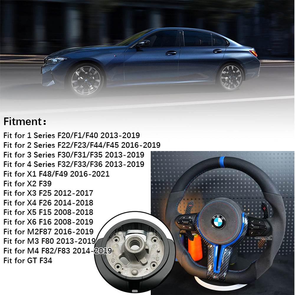 Half suede leather carbon fiber steering wheel assembly, for BMW F30 F32 F10 F20 F82 E46 E60 E90 M2 M4 M5 M6 X3 X4