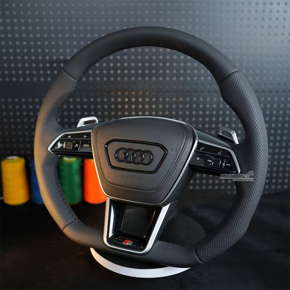 Half perforated leather steering wheel,For Audi A6C8