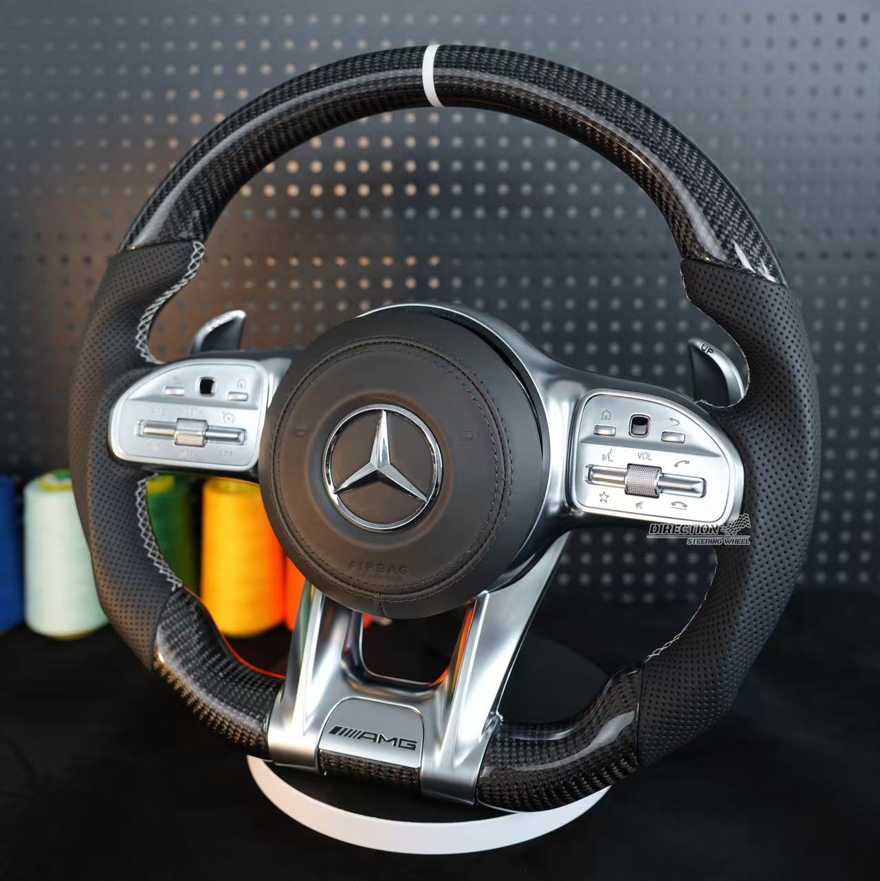 Leather perforated AMG sport steering wheel, for Mercedes Benz A200 C260 C200