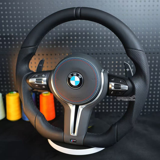 Half perforated leather steering wheel assembly, for BMW F30 F32 F10 F20 F82 E46 E60 E90 M2 M4 M5 M6 X3 X4