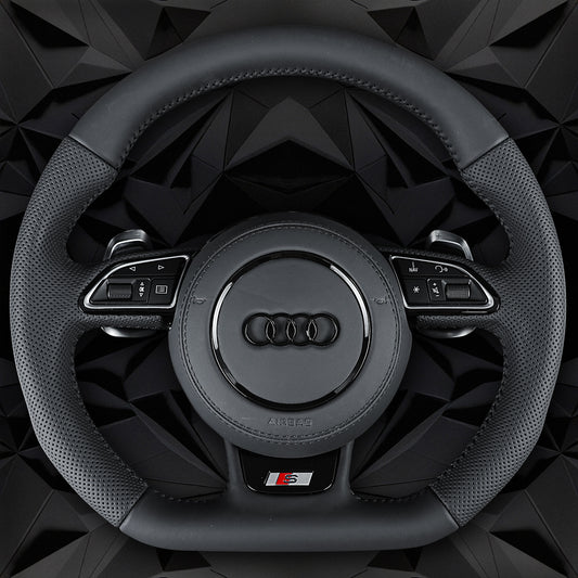 Half perforated multifunctional flat bottomed sports steering wheel, suitable for Audi A3 8V A4 B8