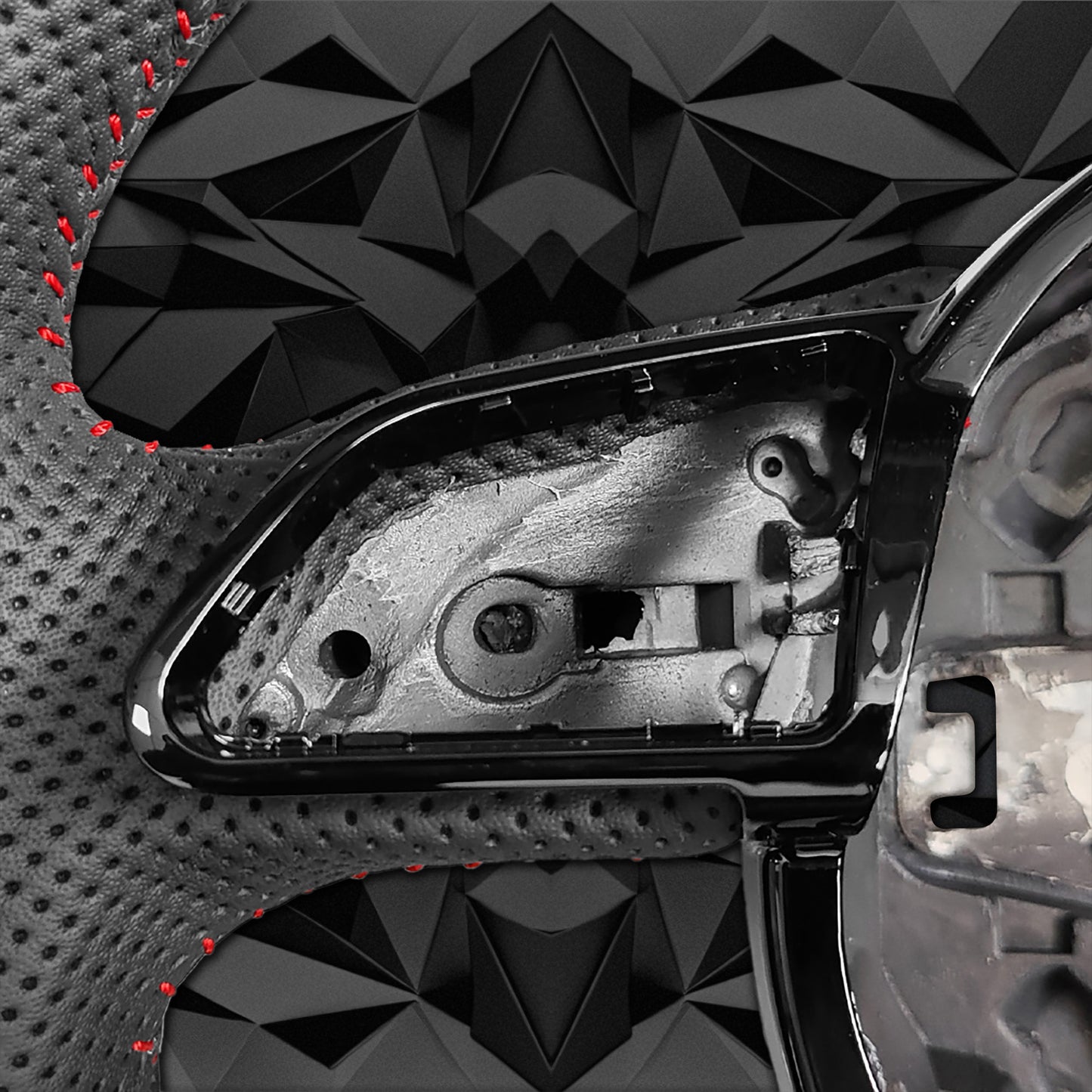 Half perforated leather red line steering wheel, for Audi A4 B8 A3 8V