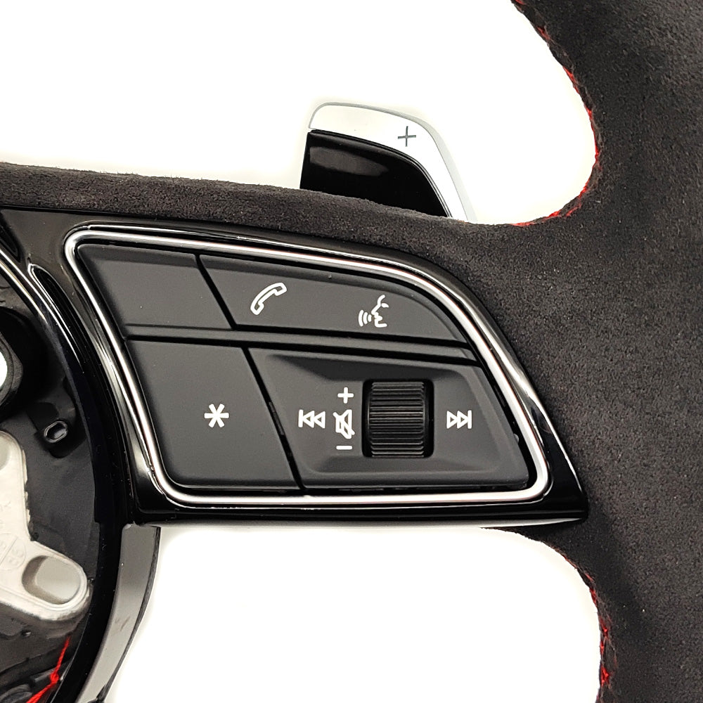 Flip fur red line multifunctional flat bottomed sports steering wheel, suitable for Ao A3 A4 A5 B9