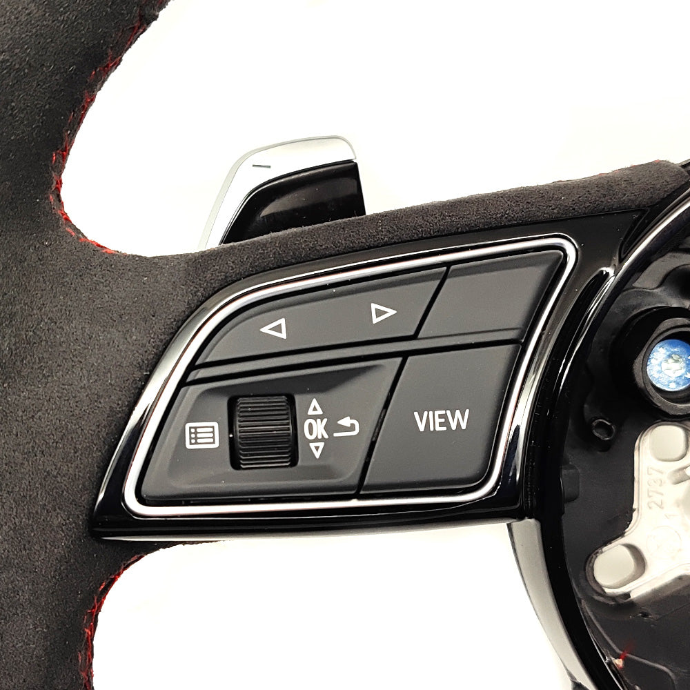 Flip fur red line multifunctional flat bottomed sports steering wheel, suitable for Ao A3 A4 A5 B9