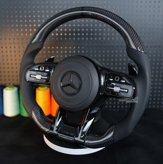 Leather perforated AMG sport steering wheel, for Mercedes Benz A200 C260 C200
