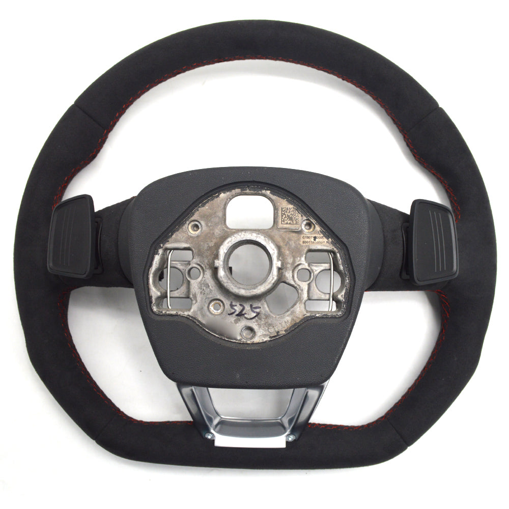 Full suede red line multifunctional flat bottomed sports steering wheel, suitable for Audi Q3