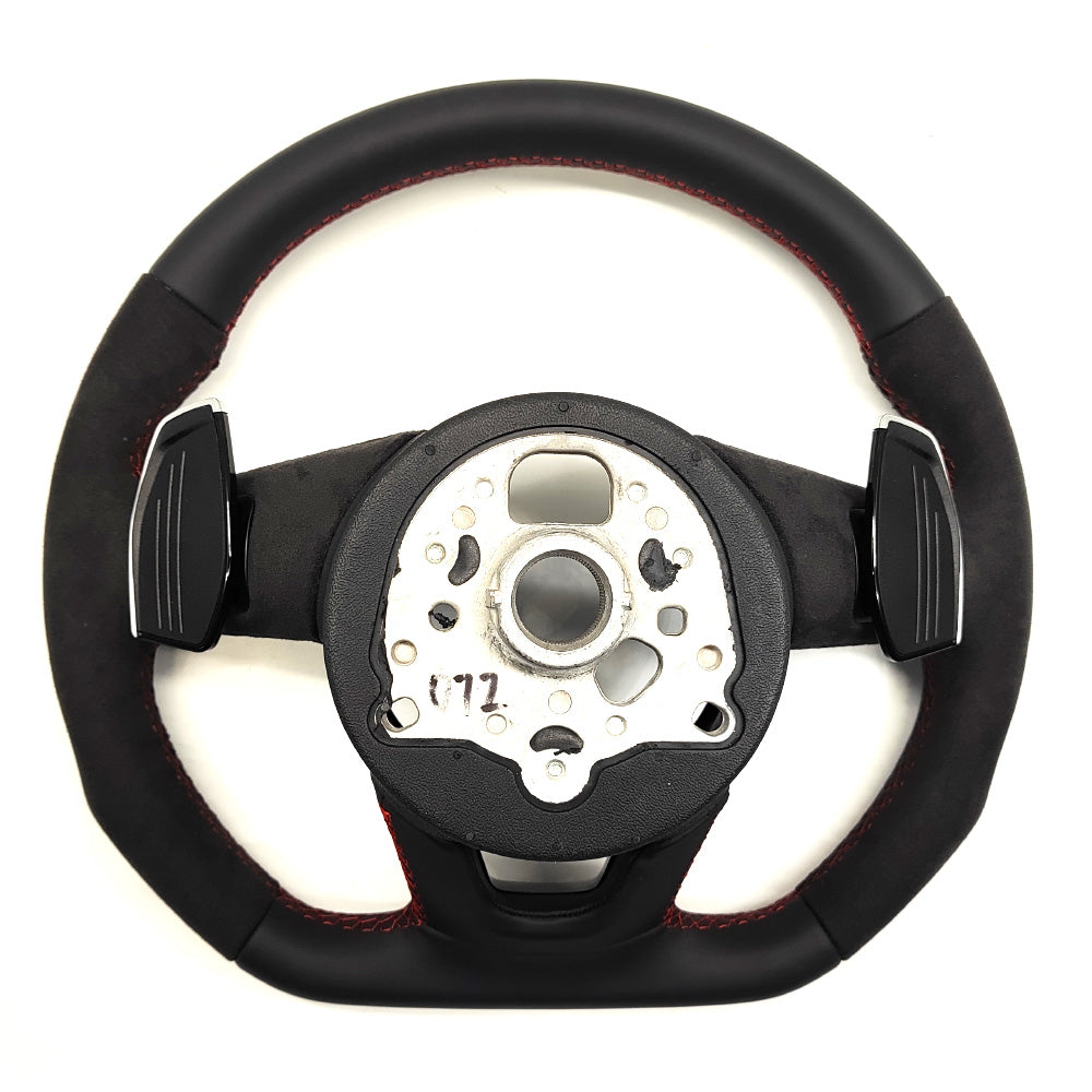 Flip fur red line multifunctional flat bottomed sports steering wheel, suitable for Ao A3 A4 A5 B9