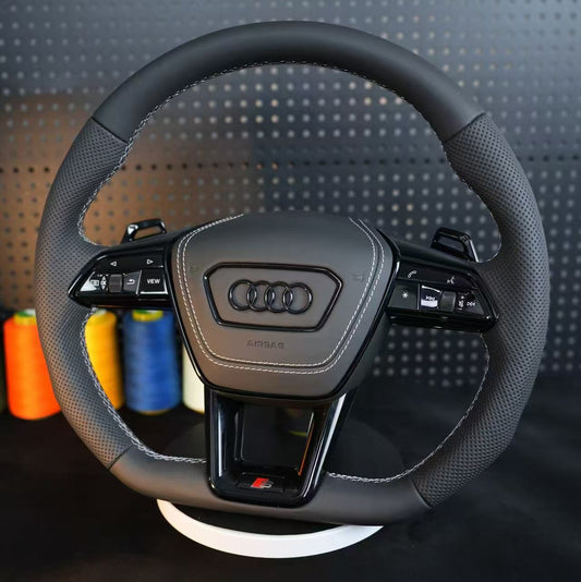 Half perforated leather steering wheel,For Audi A6C8