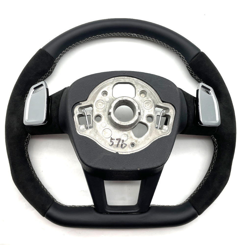 Half suede leather white line multifunctional steering wheel assembly, suitable for Audi A6C8