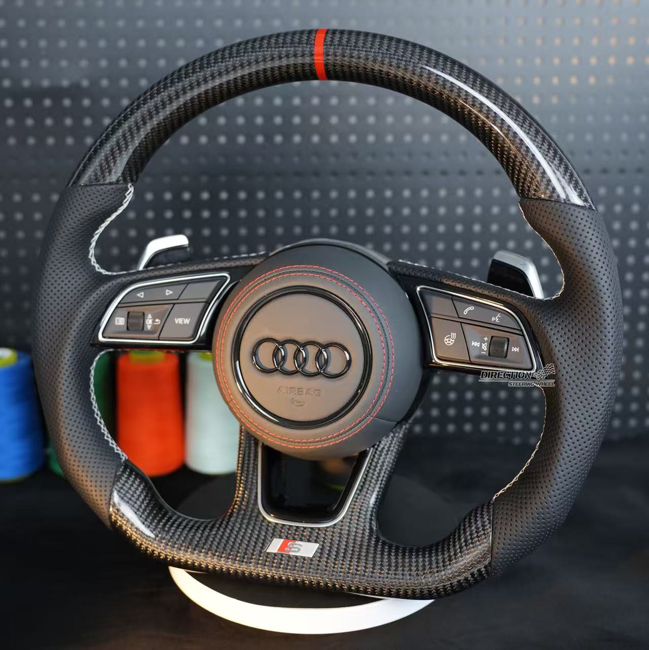 For Audi A4 B9 A5 S4 S5 multifunctional semi perforated real belt heated steering wheel assembly