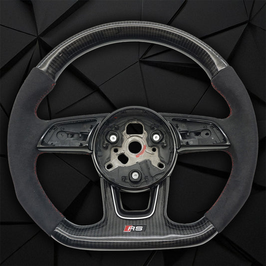 Carbon fiber suede flat bottomed sports steering wheel, For Audi A3 A4 A5 B9 S3 RS3