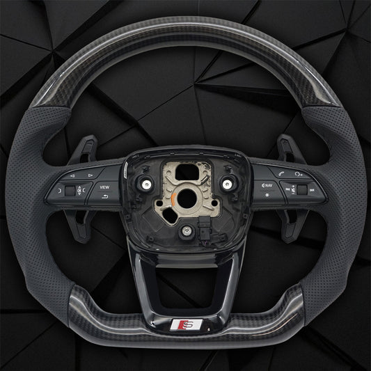 Carbon fiber suede flat bottomed sports steering wheel, suitable for Audi Q5 FY Q7
