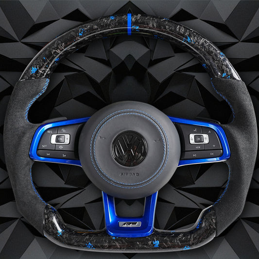 Forged Carbon Fiber Steering Wheel leather Alcantara For VW Golf 7 7.5 GTI GTD GTE R 2013-2020 Polo GTI Tiguan Passat DSG