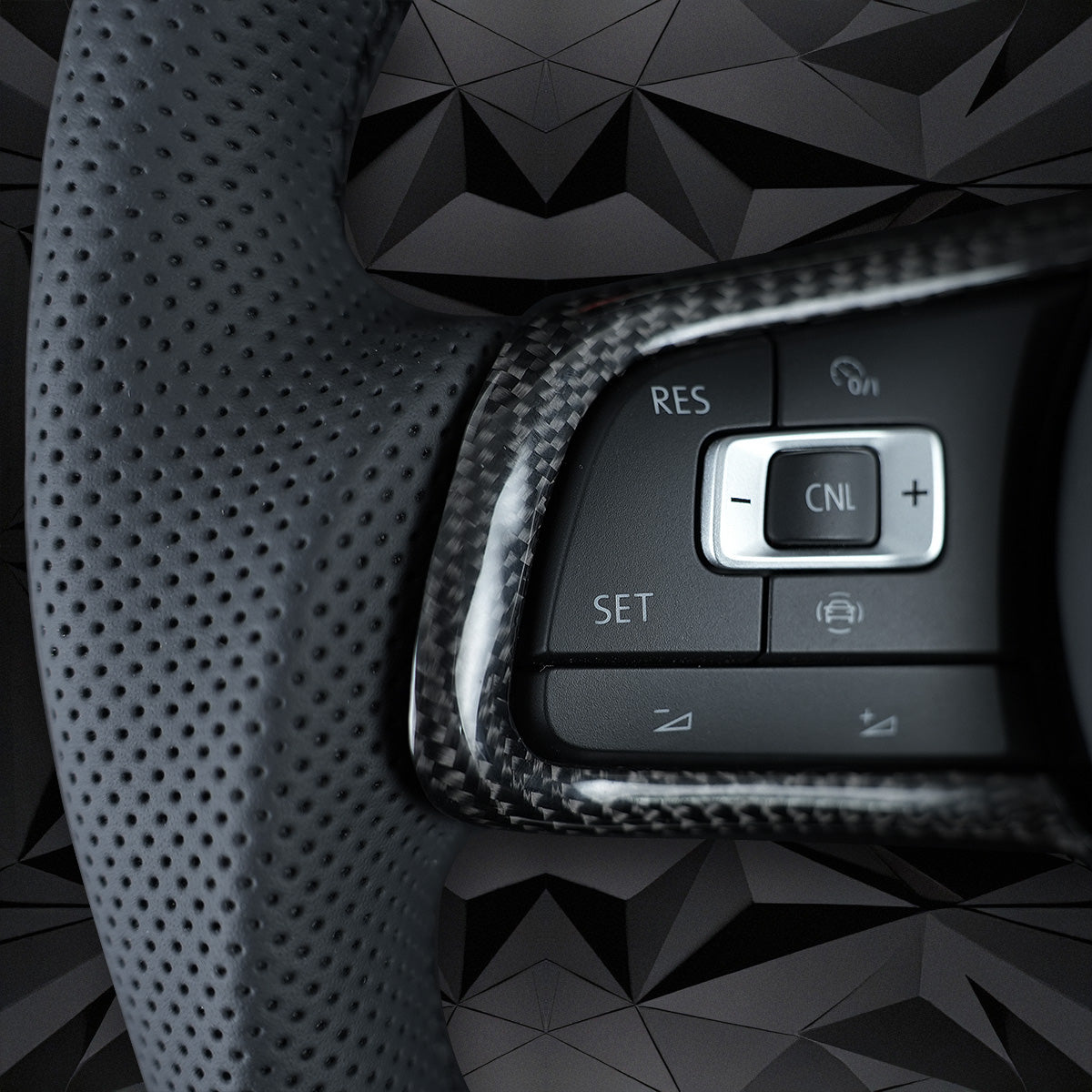 FOR VW Golf MK6 MK7 7.5 GTI R Polo Carbon Fiber Half Half Punched Hole Red Return Label RLINE Steering Wheel