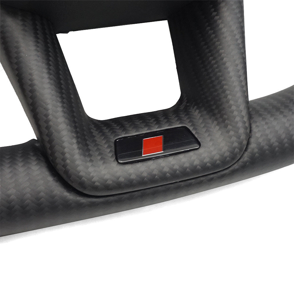 Carbon fiber semi perforated leather flat bottomed sports steering wheel with heating, suitable for Audi A6C8
