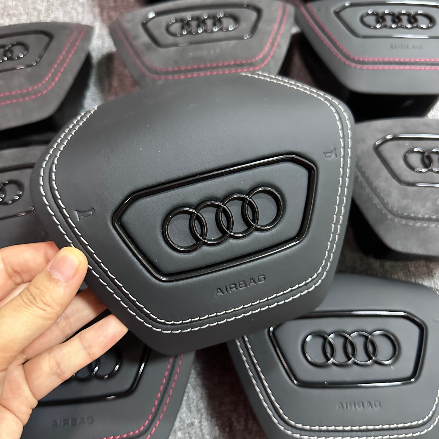 Audi A6C8 custom glossy black logo Airbag cover