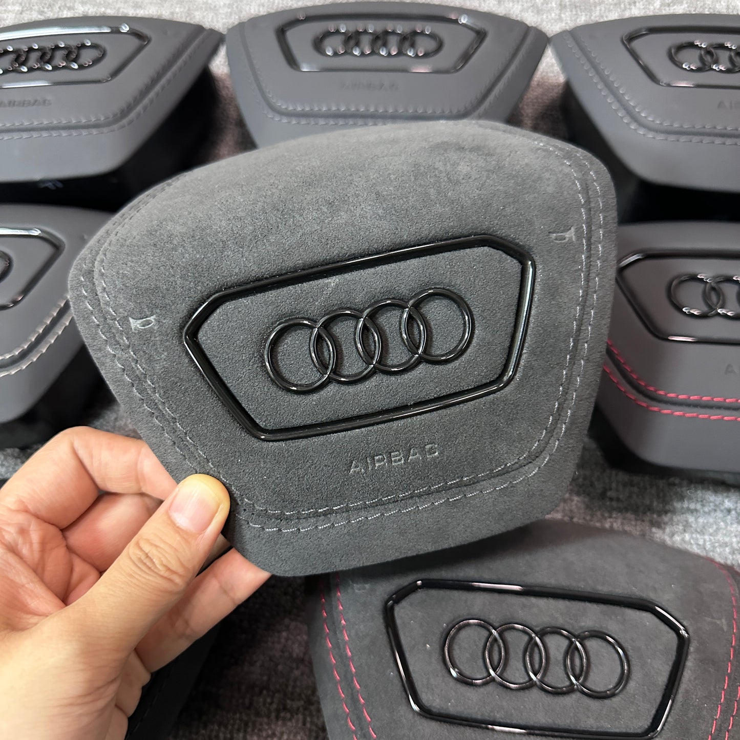 Audi A6C8 custom glossy black logo Airbag cover