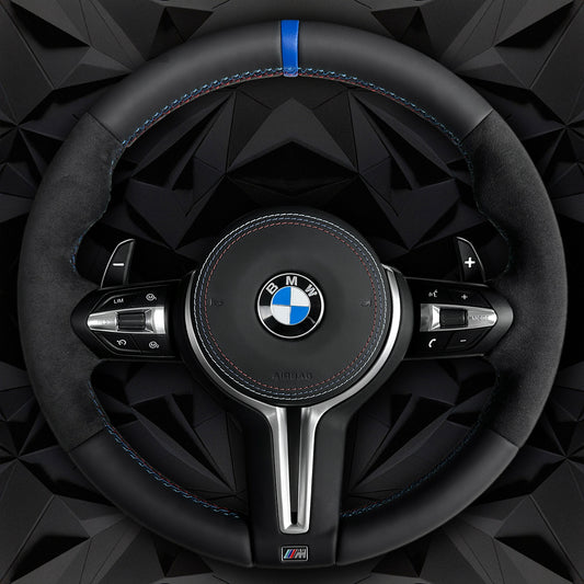 Fur leather steering wheel assembly with blue return mark, suitable for BMW F30 F32 F10 F20 F82 E46 E60 E90 M2 M3 M4 M5 M6 X3 X4