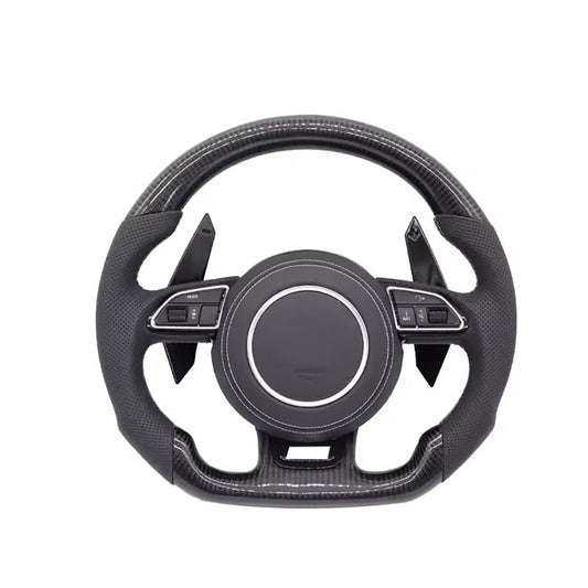Carbon fiber leather multifunctional flat bottomed sports steering wheel, suitable for Audi A3 A4 A5 A6 Q3 Q5